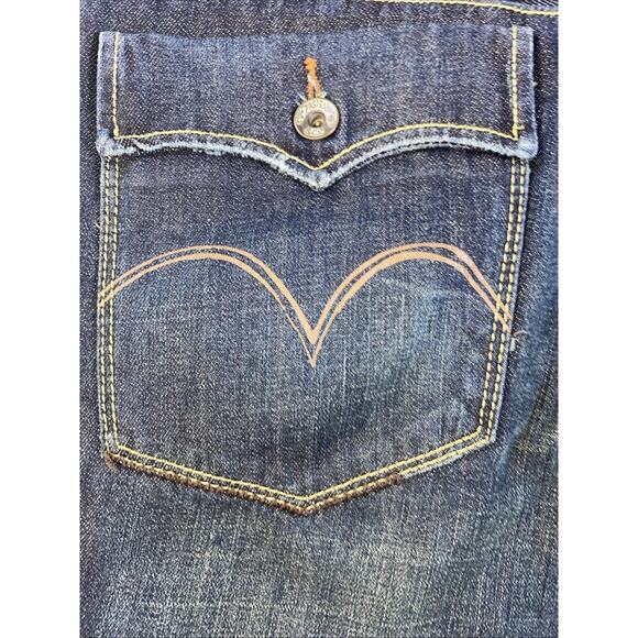 Levis Size 34 Slim Straight Fit Medium Wash Blue Denim Jeans Red Tab Flap Pocket - Picture 11 of 11